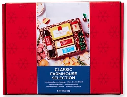 Sausage and Cheese Classic Farmhouse Selection Charcuterie Gift Box | Gourmet Food Perfect For Family Christmas and Holiday Gifts 11.25oz