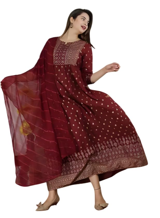 Elegant Anarkali Gown with Dupatta || Women's Ethnic Dress Detailing || Perfect for Weddings, Festivals & Special Occasions-image-39