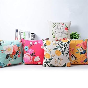 Femfairy Set of 5 Designer Decorative Throw Pillow/Cushion Covers (16 inch x 16 inch, Multicolour)