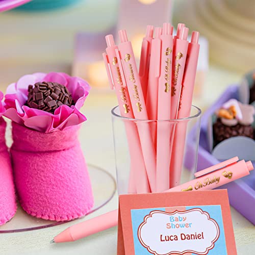 Stylos à bille de douche de bébé rétractables roses pour dragées et fêtes - 6