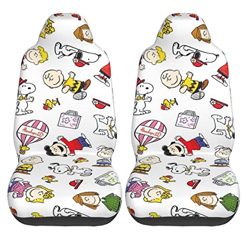スヌーピー1 カーシートカバー 2枚セット 前席用 軽 防汚 気性 洗える 普通車 適用 フロント 軽自動車 シートカバー 背面フルカバー ブラック 運転席 助手席 車用 シート カバー プレゼント