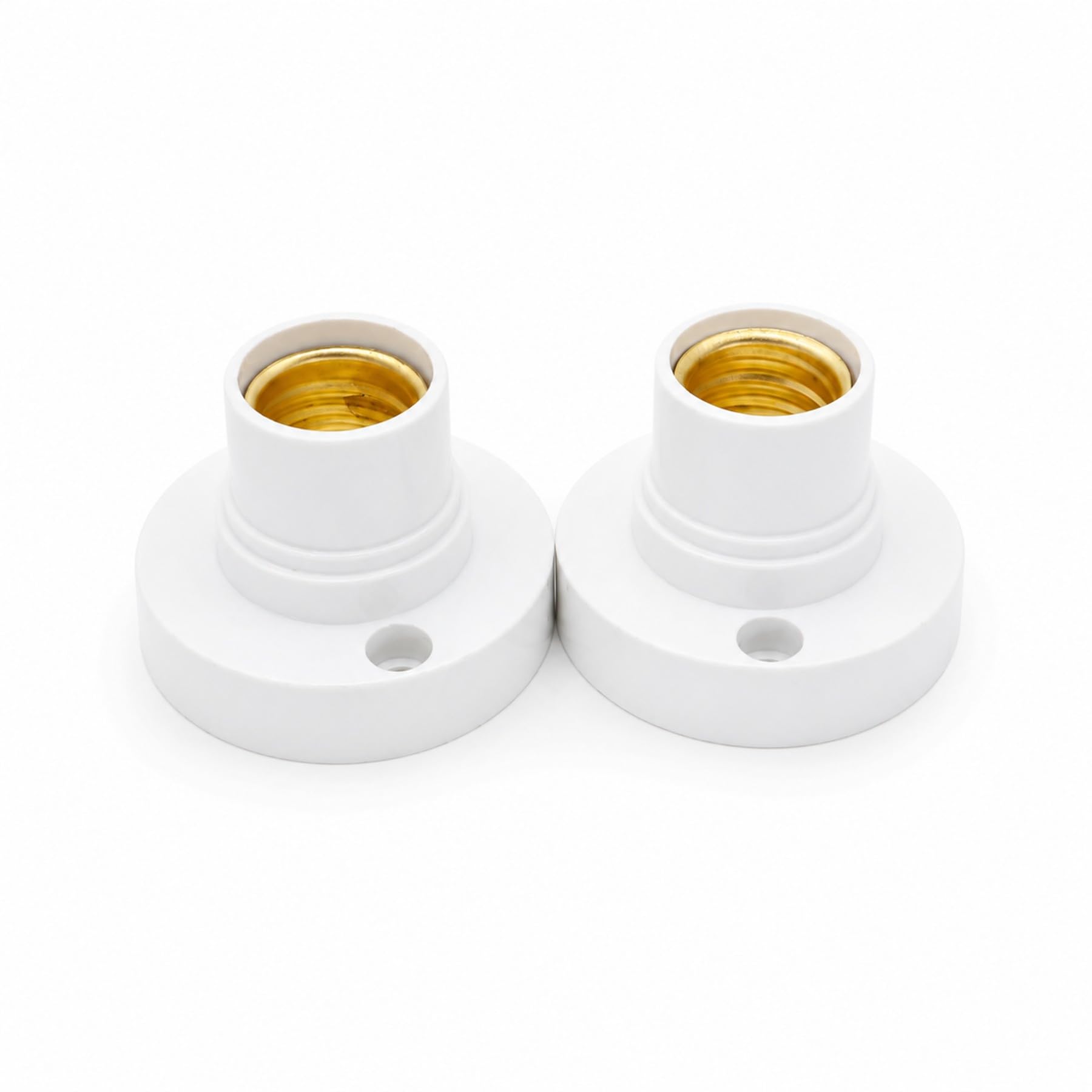 Lot de 2 Douilles E14 à vis Rondes, Blanc.