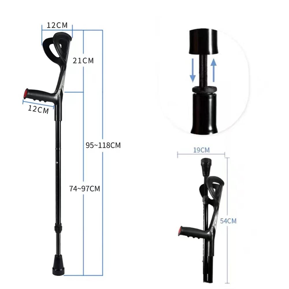 Muletas de codo, bastón plegable para caminar para adultos, muletas portátiles para antebrazo, muletas ajustables para personas mayores discapacitadas, muletas axilares para ejercicios de equilibrio