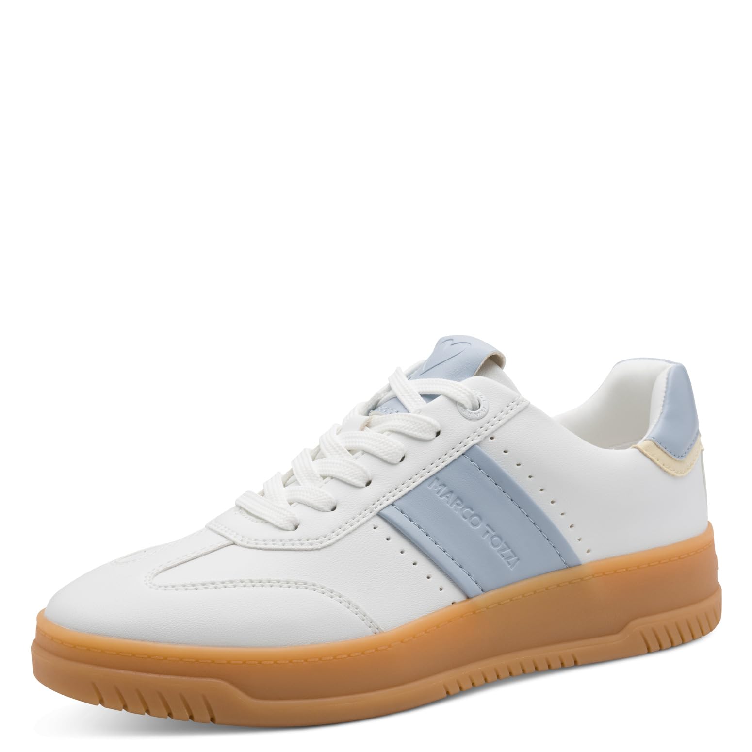 MARCO TOZZI Women Sneaker Soft Feel Me Footbed Soft Lining Fashionable, White (White/LT. Blue), 5.5 UK