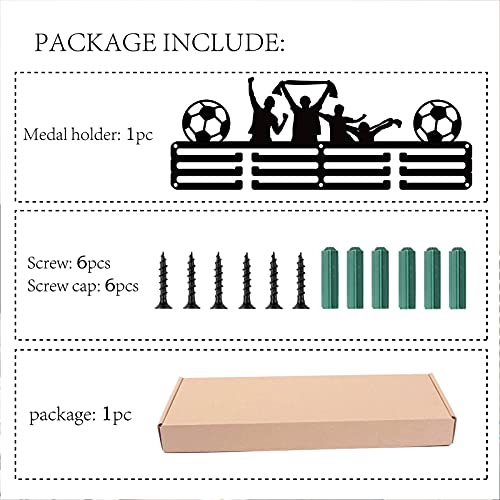 CREATCABIN Voetbal Image Speler Medaille Houder Medailles Display Stand Muur Mount Hanger Decor Medaille Houders voor Sport voor Thuis Badge Opslag 3 Rung Medalist Running Voetbal Gymnastiek Meer dan 60 medailles - Image 6