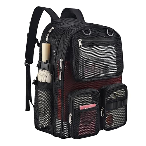 Busiuw Mesh Backpack 39L for School, Sports, Travel, Black
