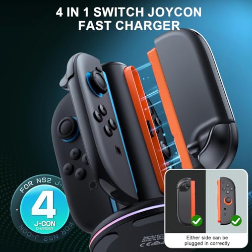 Image of ZORBES 4-in-1 Charging Dock, USB-C Cable Compatible with Switch 2