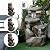 Alpine Corporation WIN1184 Outdoor Floor 3-Tiered Rock Waterfall Fountain with LED Lights with Natural Stone Look, 40", Gray