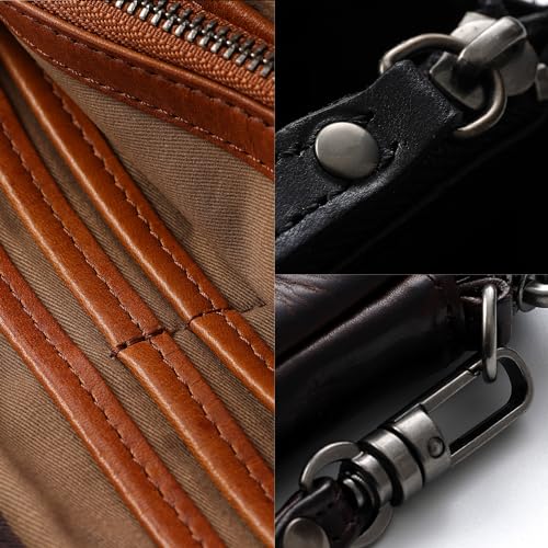 IJUN Handmade Vintage Long Wallet for Men - Full Grain Oil Vegetable Tanned Cowhide Leather3