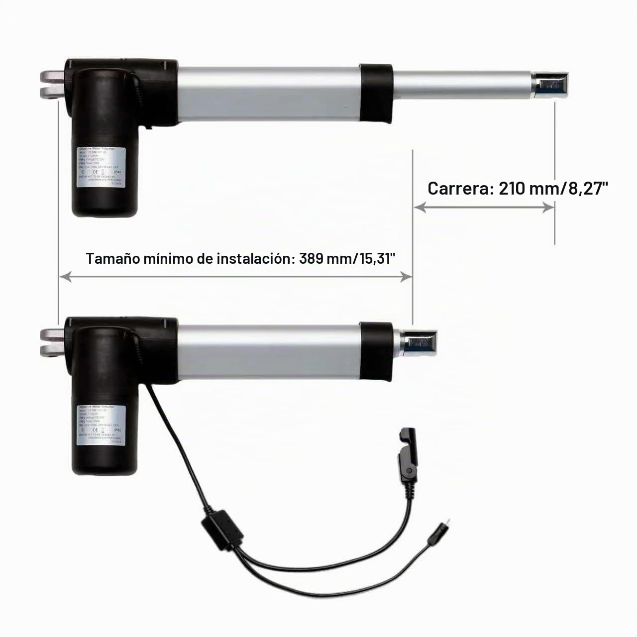 Power Recliner Deltadrive 1.28.000.131.30 - Kit de actuador de motor para silla elevadora | Tamaño mínimo de instalación: 389 mm, carrera: 210 mm, repuesto del actuador lineal del motor de sofá eléctrico