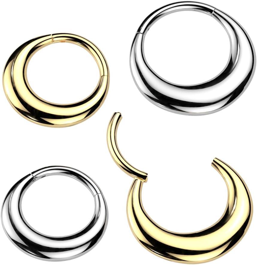 Pierced Owl 16GA 316L Stainless Steel Rounded Thick Hinged Segment Clicker Ring - Image 3