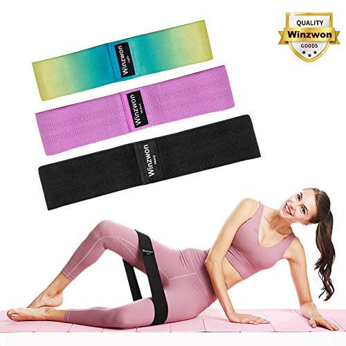 Winzwon Elastici Fitness, 3 Pezzi Bande Elastiche Fitness, Resistance Band Elastico Fitness Realizzato in Cotone Poliestere e Lattice di Alta qualità, per Fitness Yoga, Pilates, Physiotherapy