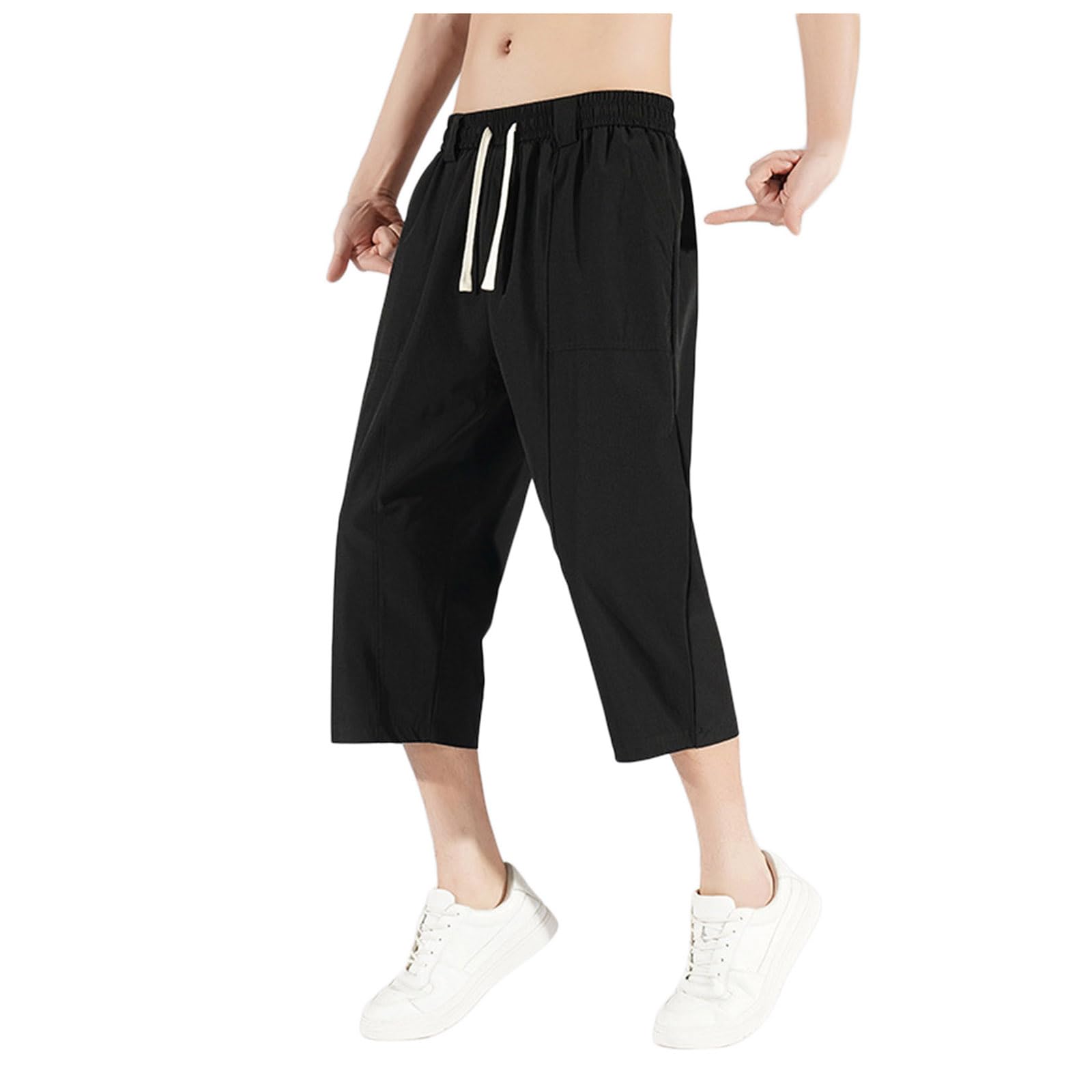 Elegancity Kurze Hosen Herren Cargo Shorts Sport Kleidung Männer Einfarbig Baumwolle Sommershorts Chino Sommer Freizeithose Kurze Elastische Taille Baumwolle Hosen Sommer Freizeit Stretch Mit Taschen