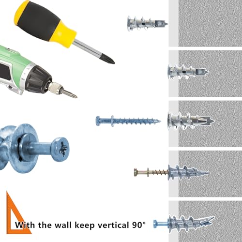 Image of 30Pcs Self-Drilling Metal Wall Anchors and Bear Claw Hanging Screws Kit | 15pcs Sheetrock Anchors, 15pcs Double Headed Bear Claw Picture Hangers for D-Rings, Wire, Keyholes - Hang Pictures, Mirrors