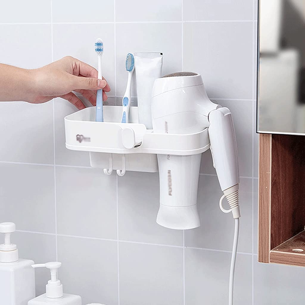 Supporto per Asciugacapelli Semplice Asciugacapelli a muro Asciugacapelli Multifunzionale Deposito Deposito Asciugacapelli Asciugacapelli Bagno for la casa Asciugacapelli Asciugacapelli Rack (bianco)