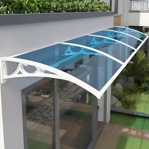 Tettoia impermeabile per porta, in policarbonato, per esterni, protezione UV, resistente alla pioggia, tenda a cassetta, per balcone e padiglione (60 x 240 cm)