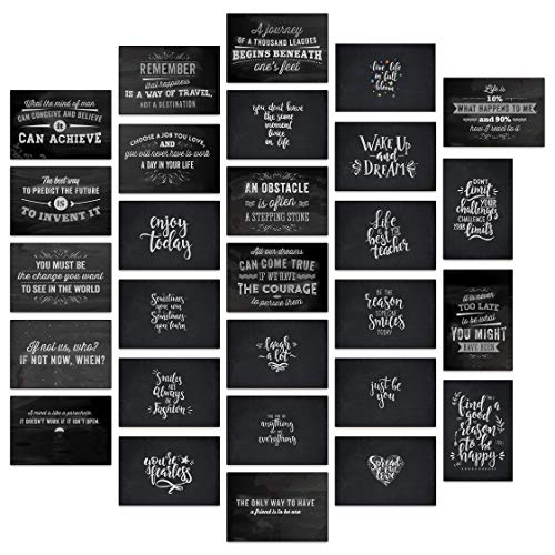 the lazy panda card company Lot de 28 cartes postales inspirantes et motivantes style tableau noir rétro 28 citations de motivation et inspirantes