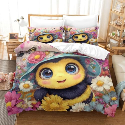 Housse de couette ours mignon 200x200 cm avec sa parure de lit 3D double