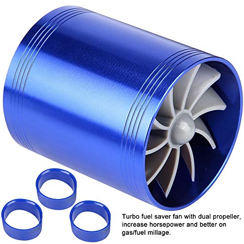 Duokon Car Air Intake Turbonator Dual Fan Turbine Super Charger Gas Fuel Saver Turbo(Blue)