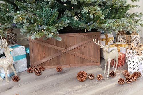 X Large Wooden Box Christmas Tree Collar (XL Brown)