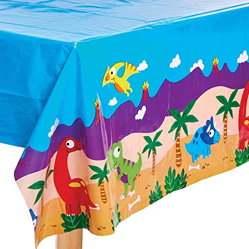 Baker Ross FC981 Dinosaur Party Table Cover - Pack of 1 Cover, Kids Party Decorations and Birthday Tableware, Dinosaur Party Table Cover