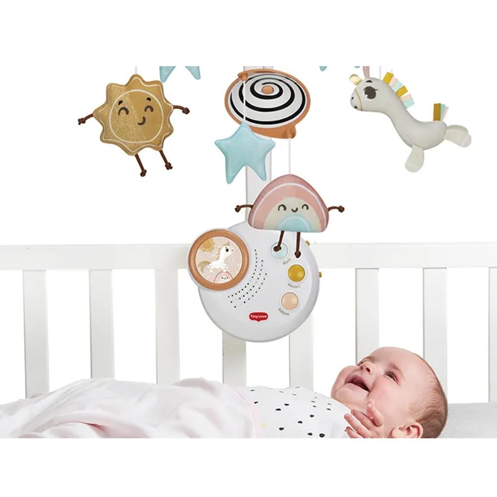 Tiny Love Classic Mobile, Baby-Mobile für das Bettchen, ab 0 Monaten, tragbares Musik-Mobile für den Kinderwagen, magische Plüschfiguren, 20 Minuten ununterbrochene Musik, Unicorn Wonderlands