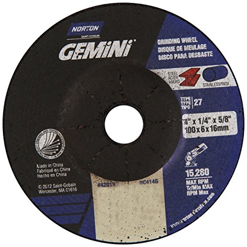 Norton Gemini Depressed Center Abrasive Wheel, Type 27, Aluminum Oxide, 5/8