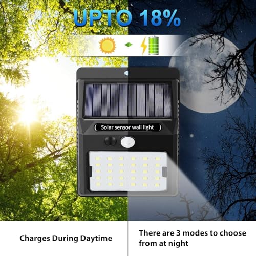 Image of GIGAWATTS Solar Wall Light Outdoor Waterproof | Motion Sensor LED Solar Lamp for Balcony, Garden, Fence & Home Decor | Wall Mounted Solar Powered Light for Yard & Terrace (Pack of 1, Cool White)