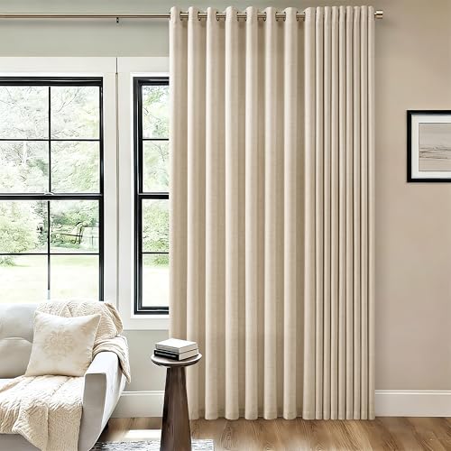 Image of Warm Beige Linen 102 Inch Curtains 72 Inch Width for Living Room