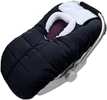 Winter Baby Car Seat Cover - Carseat Bunting Bag/Blanket Keep Baby Warm for Newborn Infant - Cold Weather Insulated Windproof Carrier Canopy for Travel (Black)