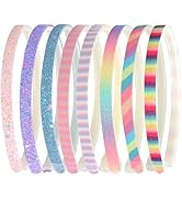 ACO-UINT 8 Pack Headbands for Girls, Thin Headbands for Kids Cute Girls Headbands, Glitter Toddle...