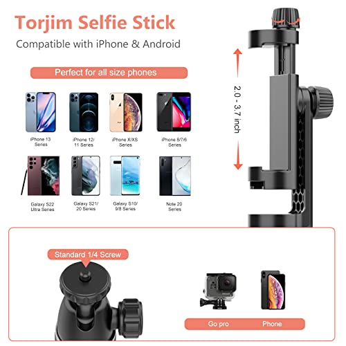 Torjim Selfie Stick Tripod With Remote, 40 Inch Extendable Selfie Stick For Iphone, Portable & Lightweight Phone Tripod Compatible With Iphone/Android, Perfect For Selfies/Video Recording/Vlogging #TOP3