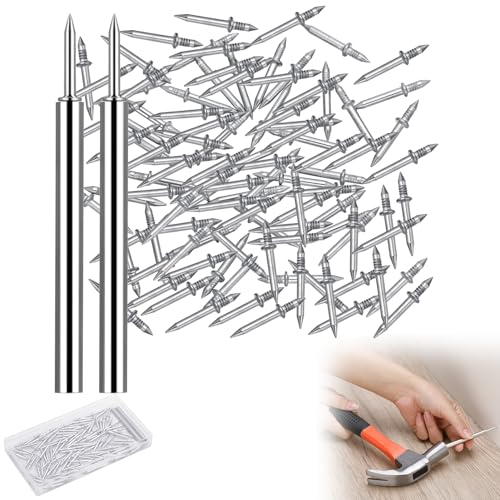 Ovveroche 100Pcs Double-Head Skirting Thread Seamless Nail, Skirting Line Without Marks Nail, Invisible Security Screws Equipped with Nail Specific Sleeve Tool