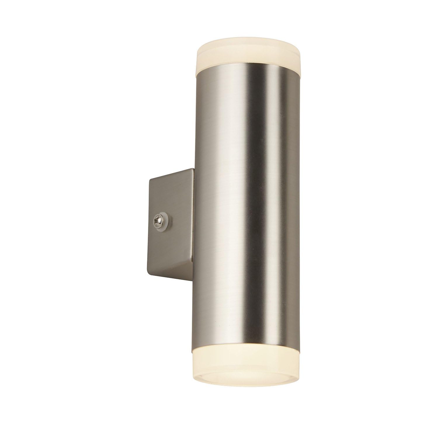 Searchlight Lighting Satin Silver Searchlight 2100Sn Outdoor Cylindrical Wall Light In Satin Nickel