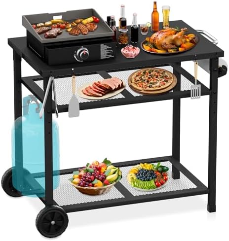 Carro de barbacoa al aire libre - Mesa portátil para horno de piz...