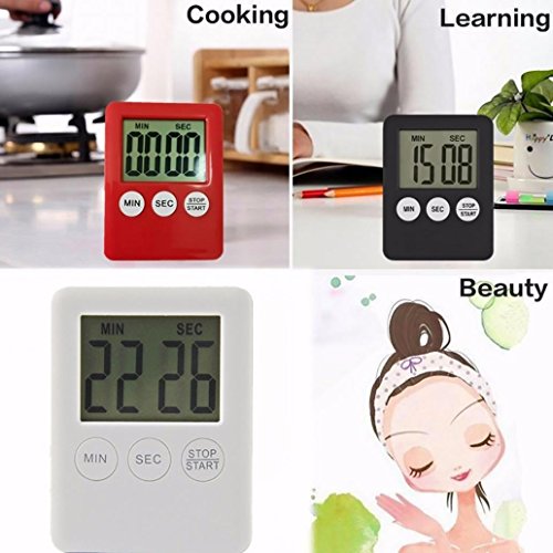 Yiilshaoqx Magnetic Square Lcd Digital Timer Kitchen Cooking Countdown Alarm Clock Tools - Silver #TOP2