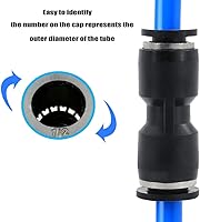 Vista 5 de 10 piezas neumáticas de empuje para conectar accesorios, unión de plástico PBT recto 1/2 "x 1/2" tubo OD conector rápido para el hogar compresor