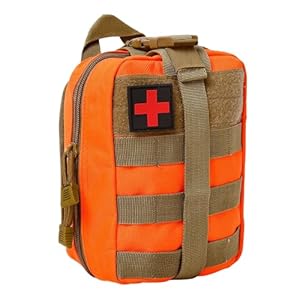 BITUOR Tactical First Aid Bag, Outdoor First Aid Kit Medicine MOLLE Pouch Survival Utility Bag Emergency Responder MedicBag Detachable Tactical MedicalBag for Hiking Camping Traveling (Orange)