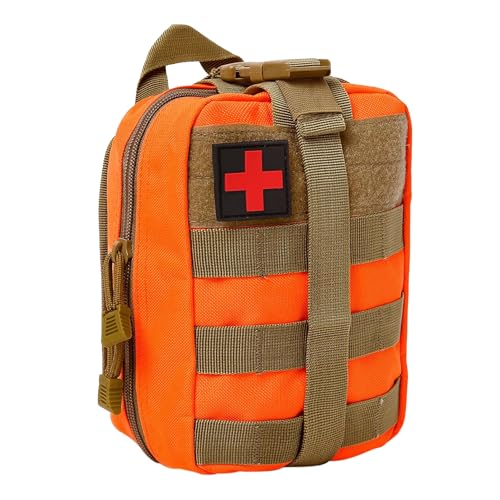 BITUOR Tactical First Aid Bag, Outdoor First Aid Kit Medicine MOLLE Pouch Survival Utility Bag Emergency Responder MedicBag Detachable Tactical MedicalBag for Hiking Camping Traveling (Orange)