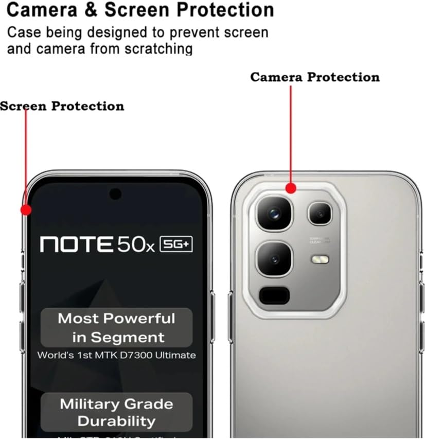 Image of REALCASE Silicone Infinix Note 50X 5G Back Cover Case, Scratch Resistant Protective Crystal Clear Transparent Shock Proof Bumper Back Cover Case for Infinix Note 50X 5G