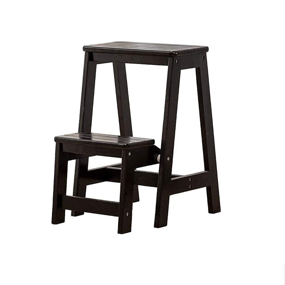 Tabouret d'échelle pliante en bois massif à deux marches pour la maison