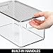 mDesign Deep Plastic Bathroom Storage Bin Box, Lid/Built-in Handles, Organization for Makeup, Hair Styling Tools, Toiletry Accessories in Cabinet, Shelves, Ligne Collection, 2 Pack, Clear/Smoke Gray