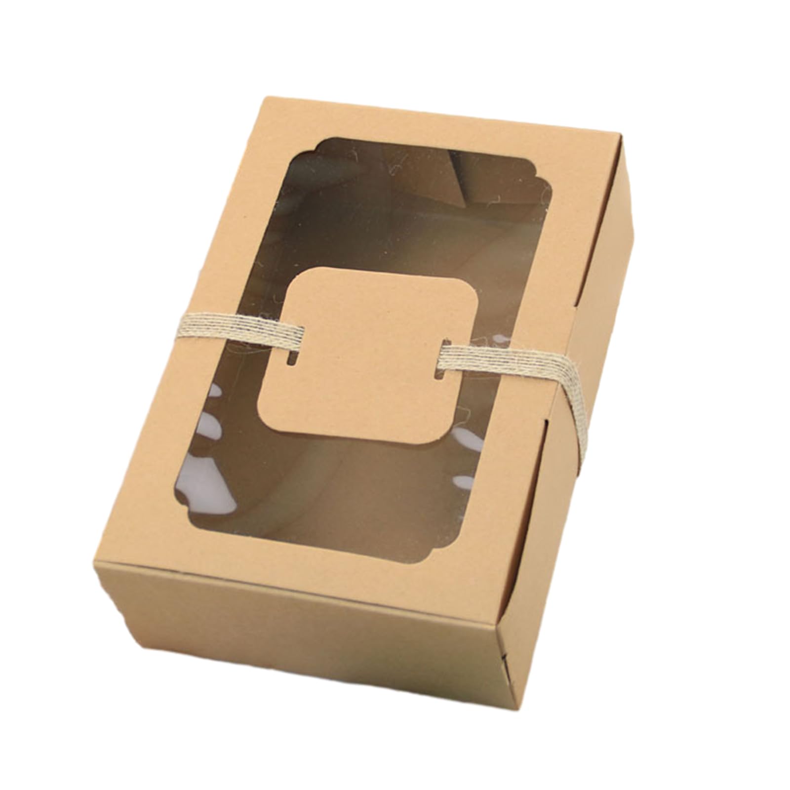 Hdkean Brown 12Pcs Large With Clear Window Paper Bakery Box For Cake Candy Biscuits Cookie Gifts And Portable