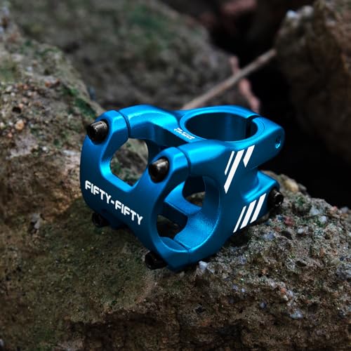 FIFTY-FIFTY Mountain Bike Stem, Aluminum Alloy Short MTB Stem, Suitable for 1-1/8 Steer Tube 31.8mm Bicycle Handlebar, Fits for All Mountain, Endure, Downhill, Freeride (35mm, Blue)