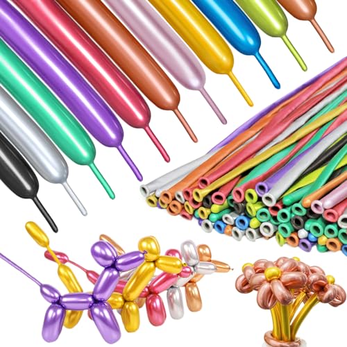 Image of Metallic Multi Long Balloons Premium 260 Twisting Animals Magic Balloons for Birthday Kids Wedding Party Supply 100pcs