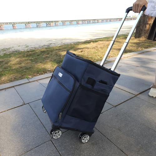 HipierFx Soft Portable Cooler with Wheels and Handle Collapsible Coolers for Beach Camping Travel (Navy Blue)