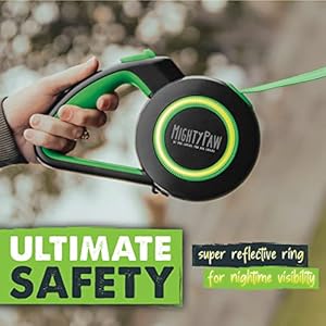 Mighty Paw Retractable Dog Leash 20 | 16 Heavy Duty Reflective Nylon Tape Lead for Pets Up to 110lbs Tangle Free Design Wone Touch Quicklock Braking System  Antislip Handle greenlite  Cucciolini Doodles Mighty paw retractable dog leash 2 0 | 16 heavy duty reflective nylon tape lead for pets up to 110lbs Tangle free design wone touch quick lock braking system  anti slip handle greenlite   cucciolini doodles
