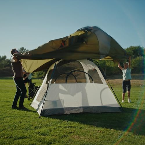 Image of Night Cat Cabin Tent with Vestibule: 3 Persons Pop Up Camping Tent Double Layers Easy Quick Setup Waterproof