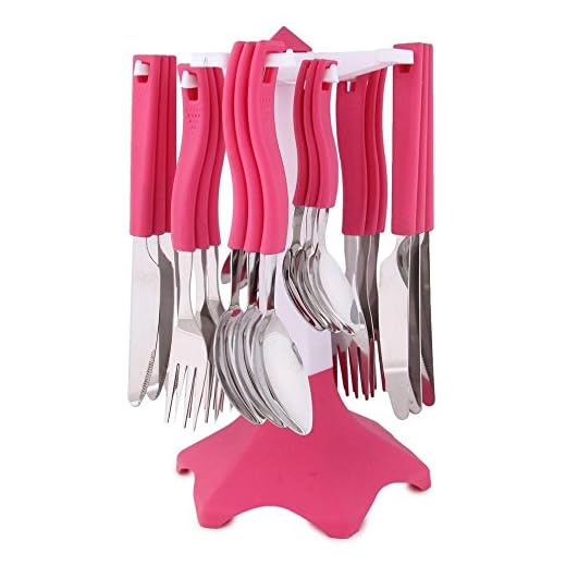 Likeware Trendy Cutlery Set 24 Pieces,(Contains: 6 Table Spoons, 6 Tea Spoons, 6 Forks, 6 Knives),Pink
