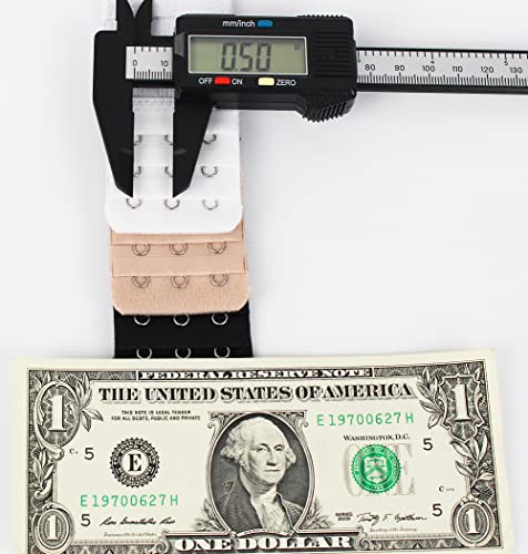 Red Snail 6Pcs Women's Bra Extenders - Stretchy Corset Extension Strap, Soft Comfortable Elastic Bra Band (2-Hook 3 Rows 1/2 Inch & 3/4 Inch Spacing Hook Black, White, Beige) #TOP3